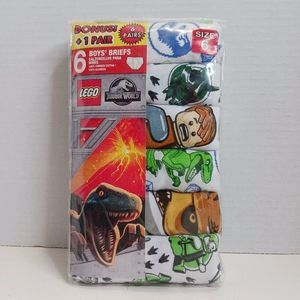 LEGO Jurassic World Boys Underwear 5 + 1 Bonus Pack Briefs size 6